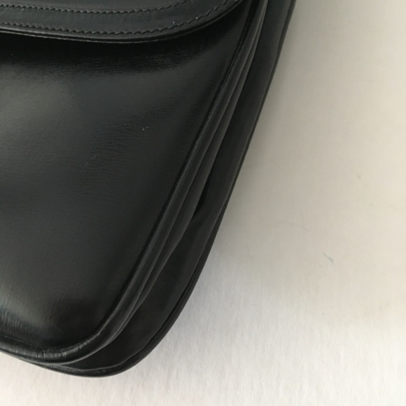 Gucci Black Leather Handbag 2 Way Straps 1980's Vintage - Picture 8 of 15